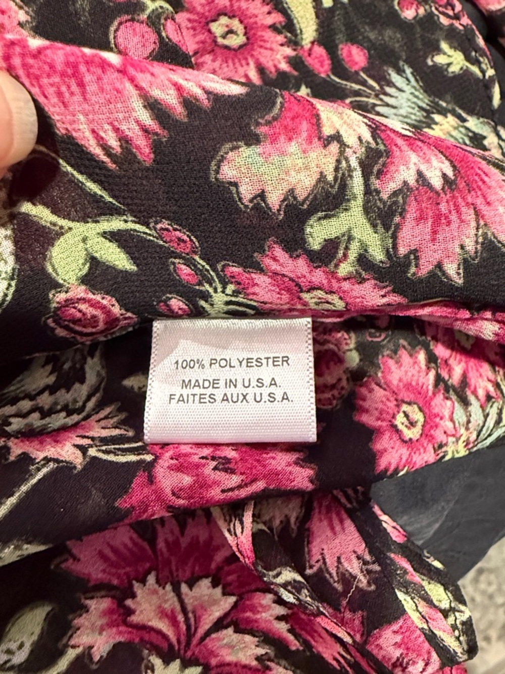 MISA Floral Tie-Neck Blouse in Pink and Black - Picture 5 of 7